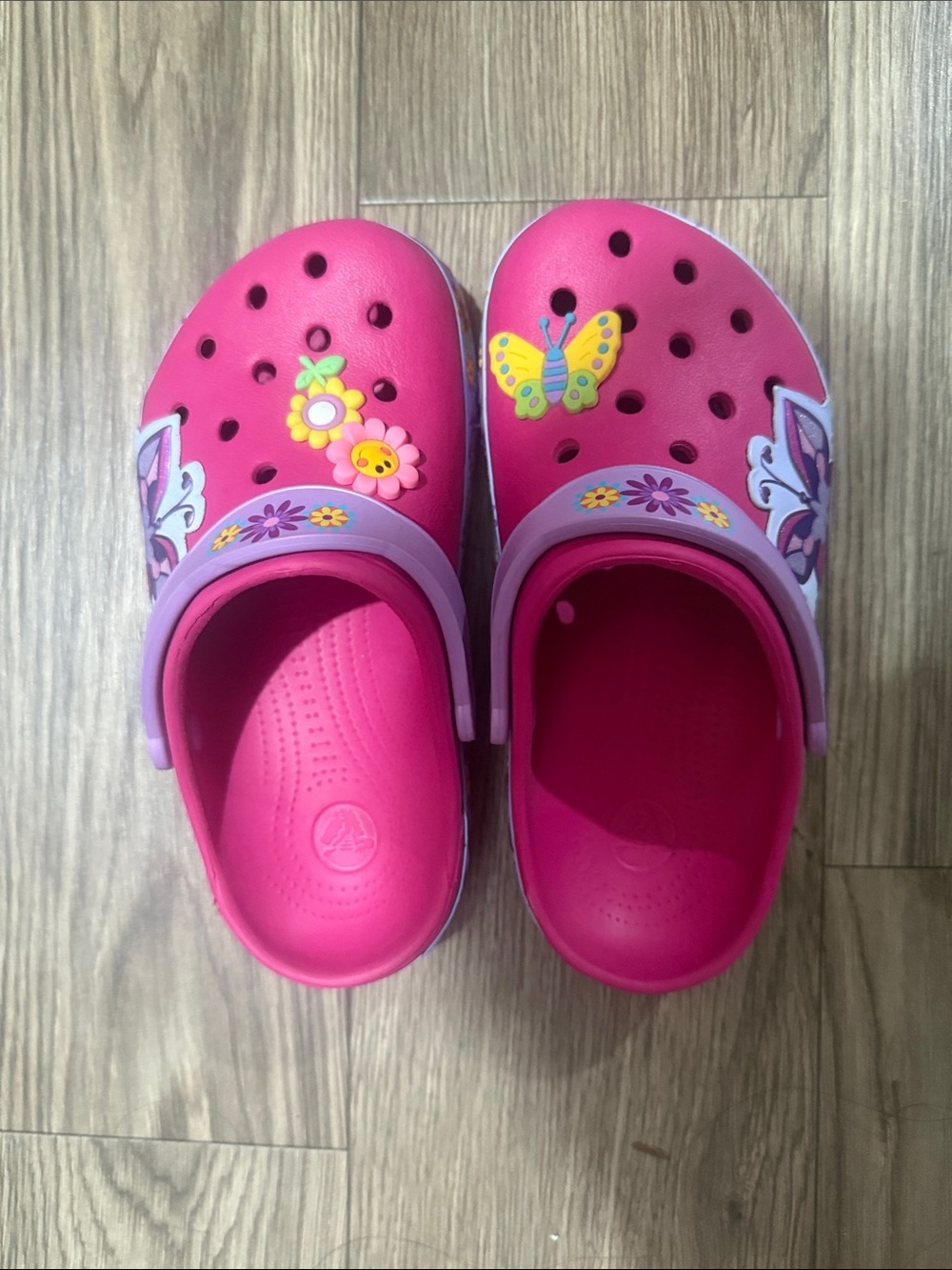 CROCS Kids Hot Pink Butterfly & Flower Clogs